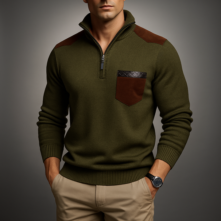 Ribbed Knit Zip Cardigan Relaxed Fit Mens