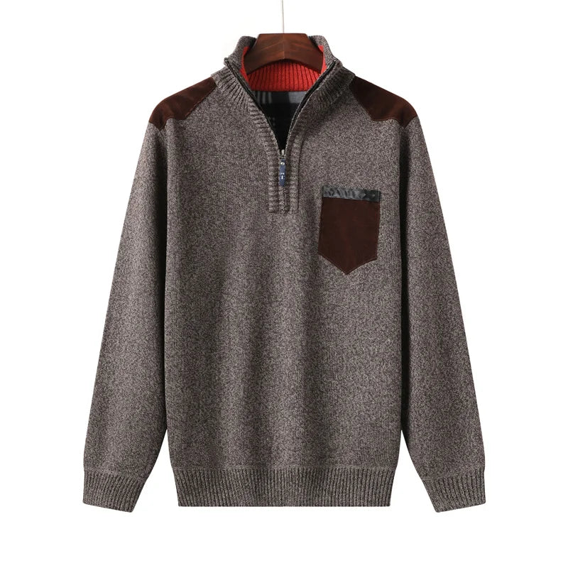 Ribbed Knit Zip Cardigan Relaxed Fit Mens