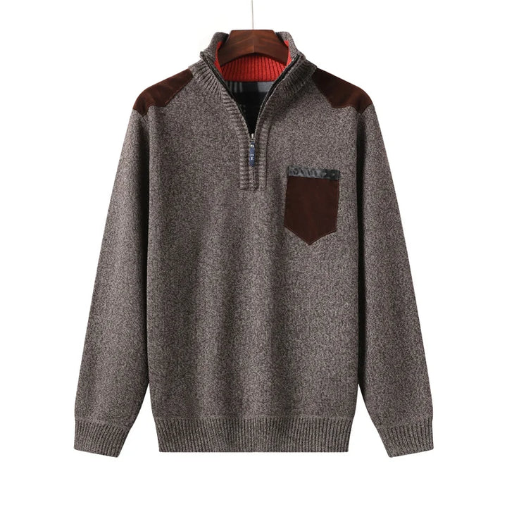 Ribbed Knit Zip Cardigan Relaxed Fit Mens