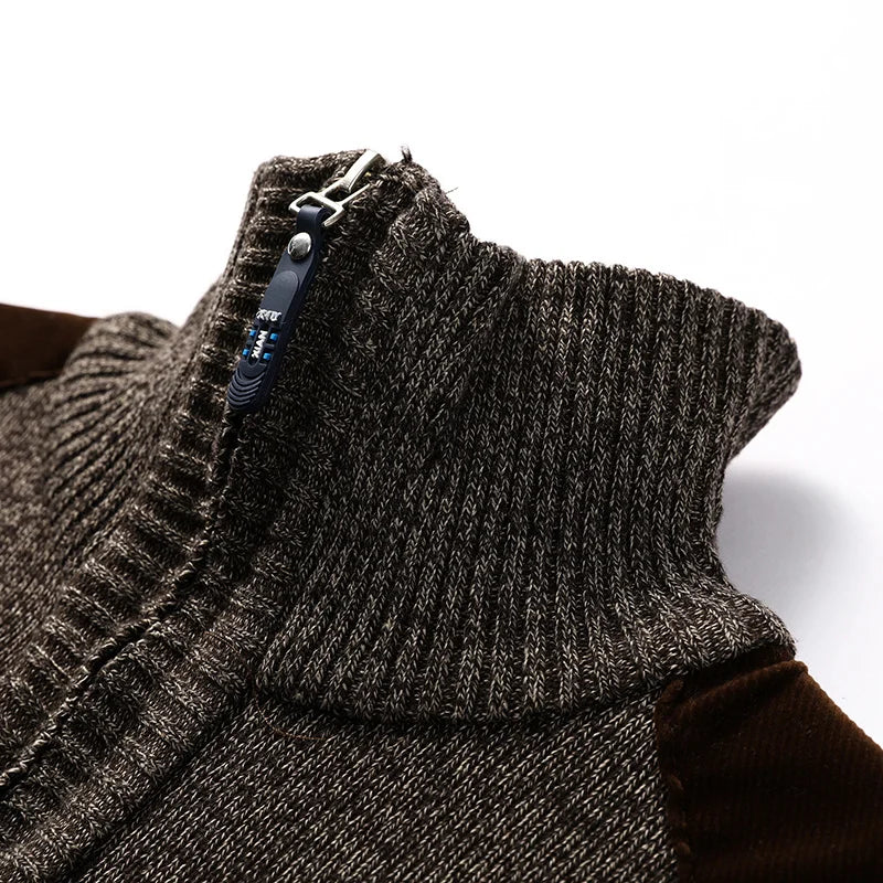 Ribbed Knit Zip Cardigan Relaxed Fit Mens