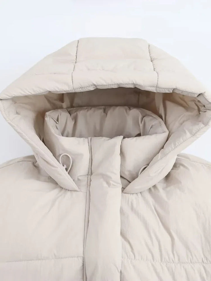Oversized Quilted Puffer Jacket Women Zip Up Hooded