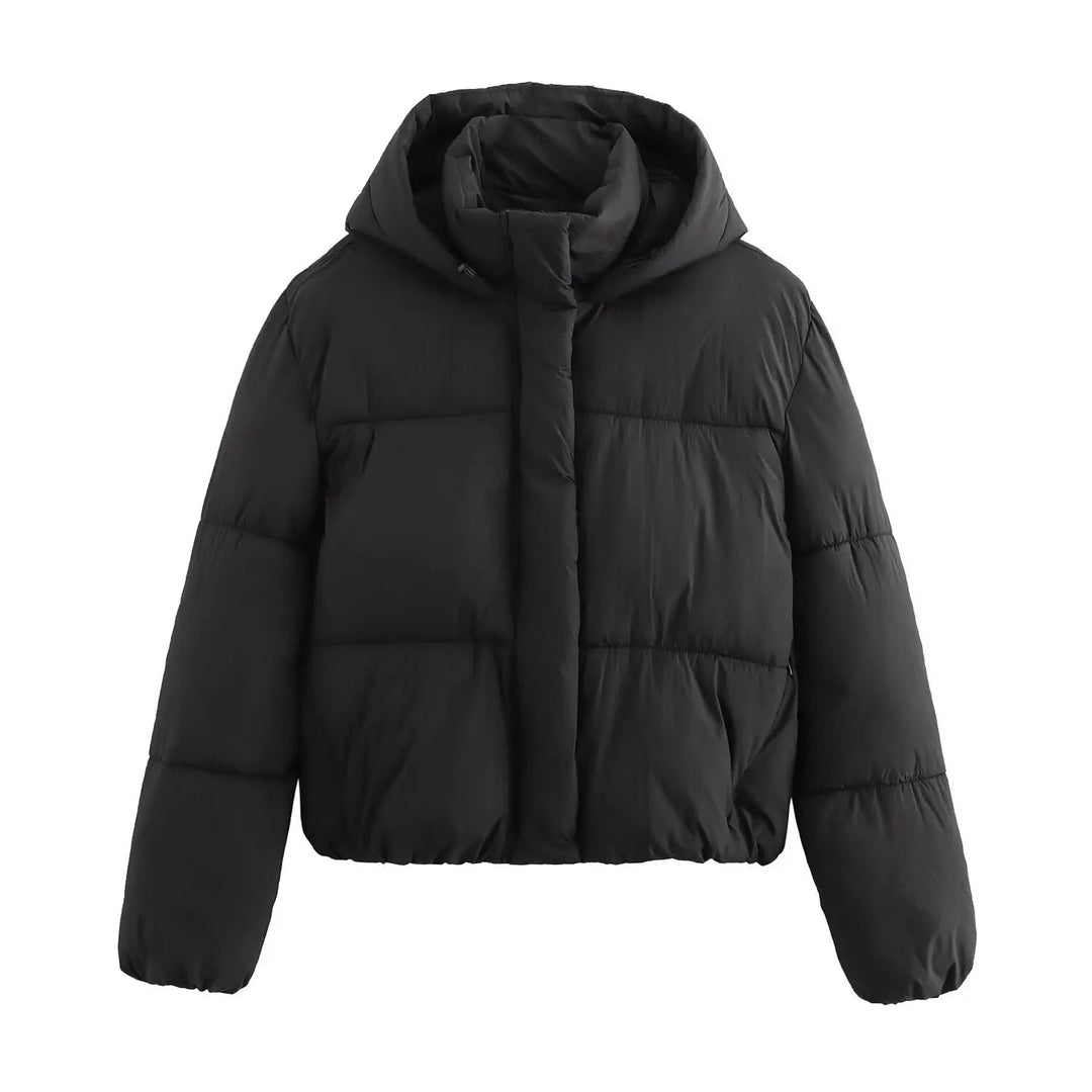 Oversized Quilted Puffer Jacket Women Zip Up Hooded