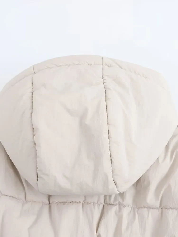 Oversized Quilted Puffer Jacket Women Zip Up Hooded