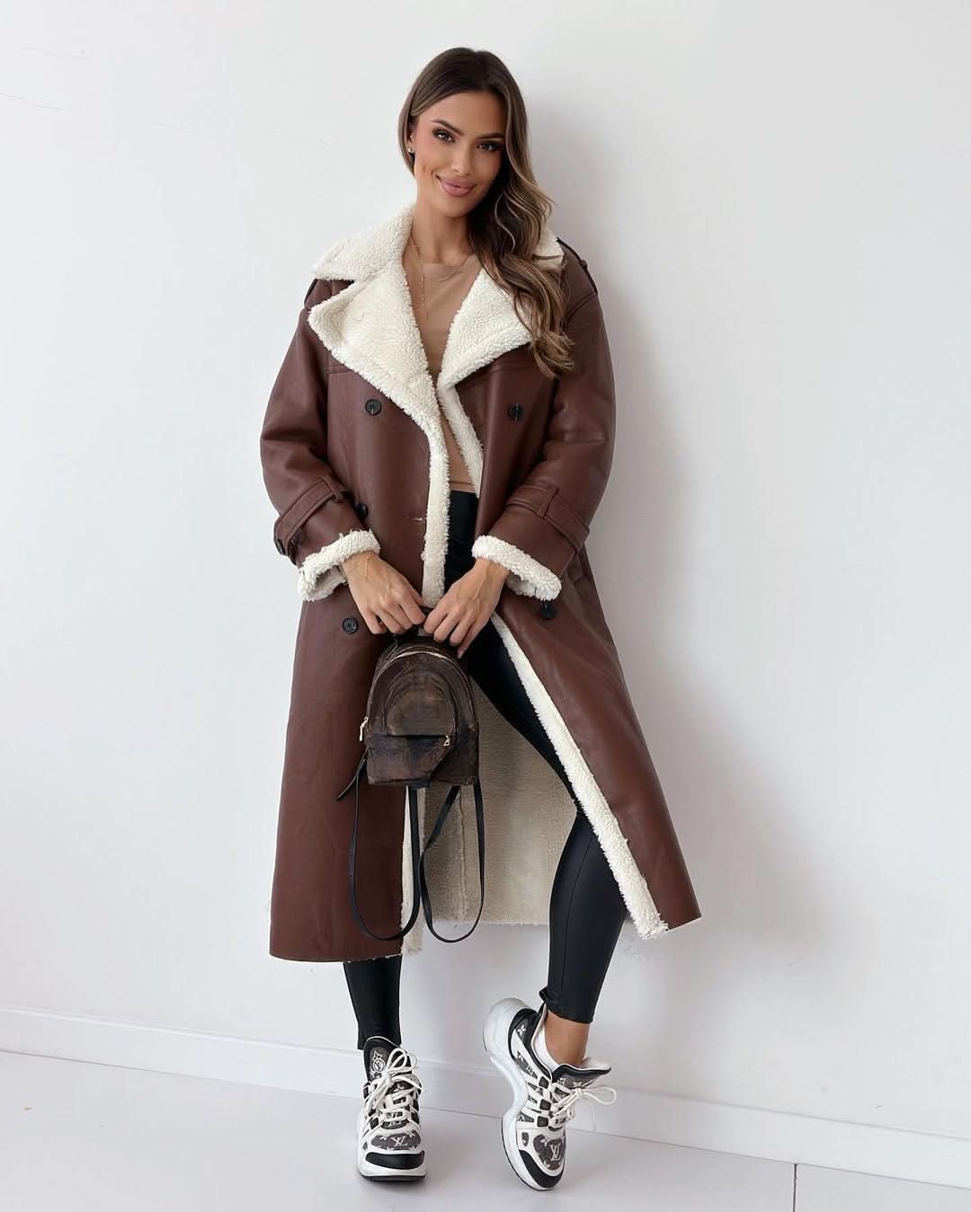 Double Breasted Draped Trench Coat Women