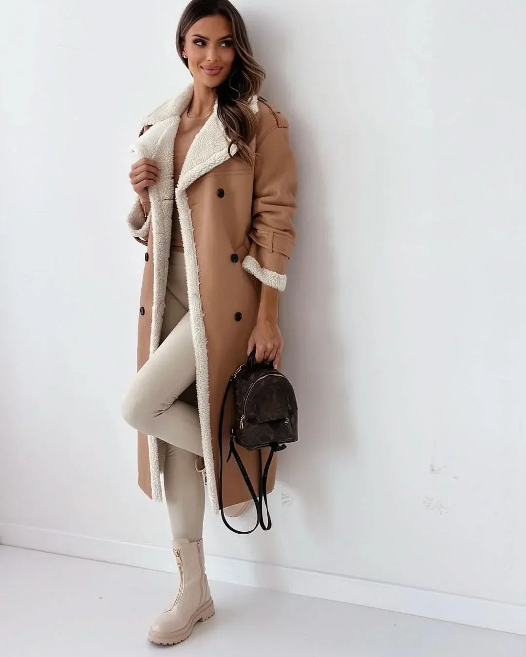 Double Breasted Draped Trench Coat Women