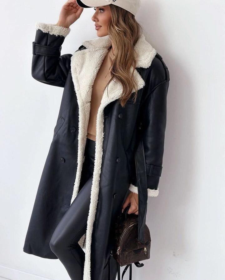 Double Breasted Draped Trench Coat Women