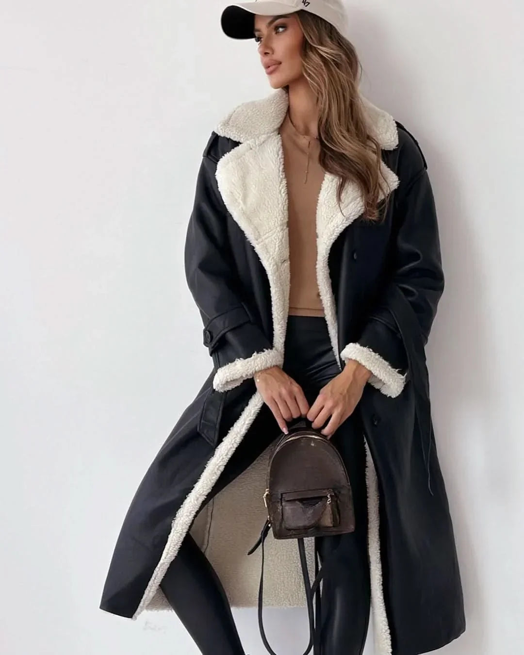 Double Breasted Draped Trench Coat Women