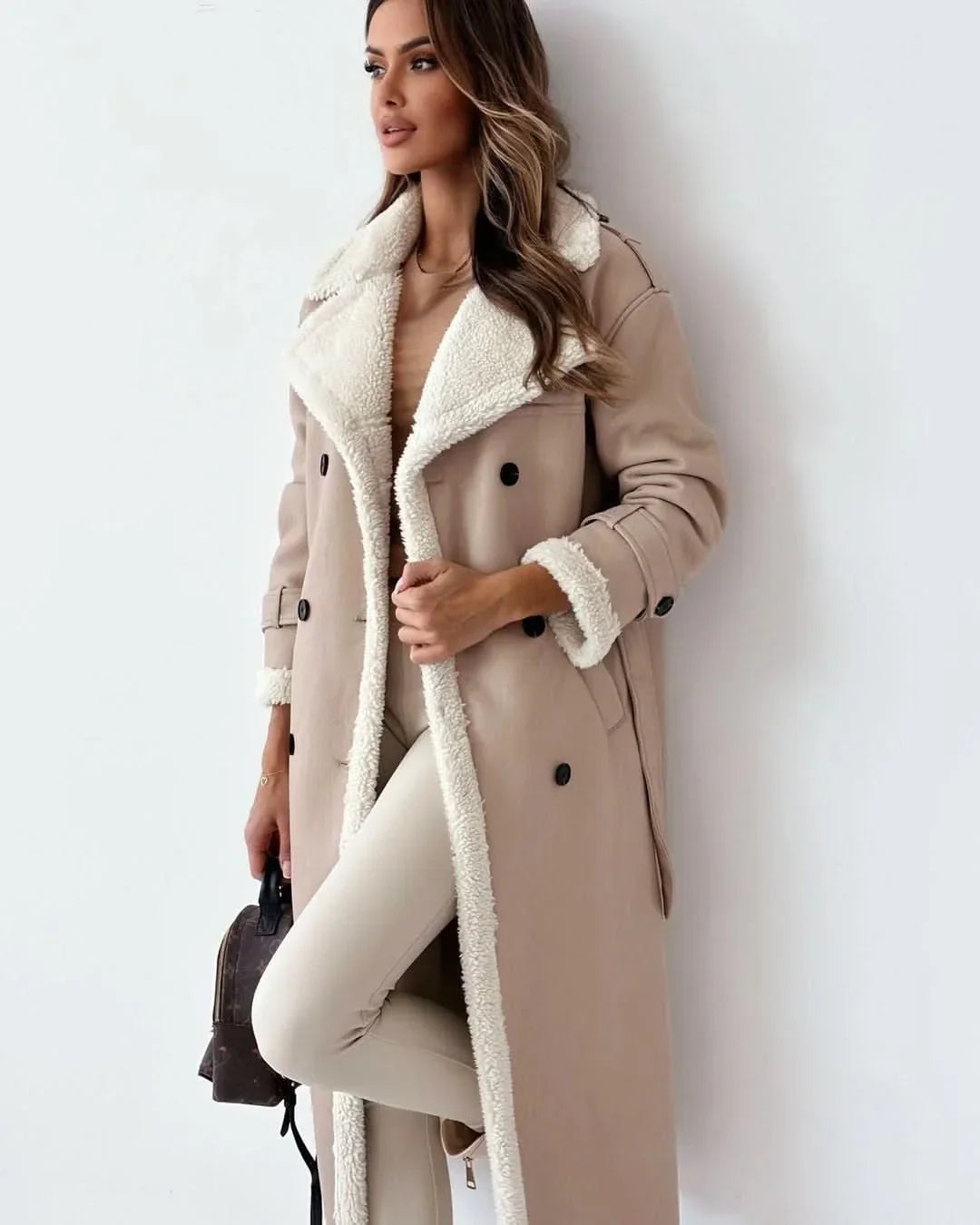Double Breasted Draped Trench Coat Women