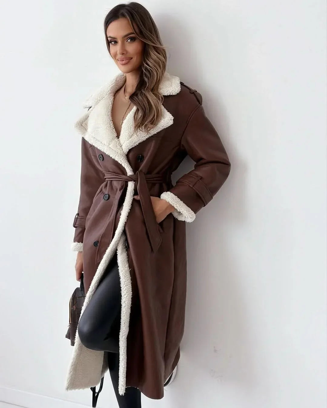 Double Breasted Draped Trench Coat Women