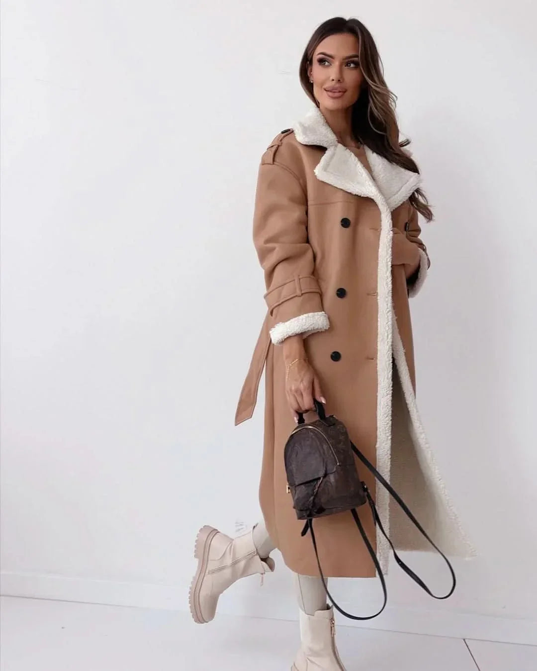 Double Breasted Draped Trench Coat Women