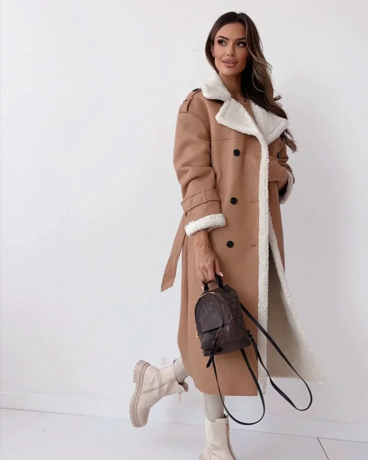 Double Breasted Draped Trench Coat Women