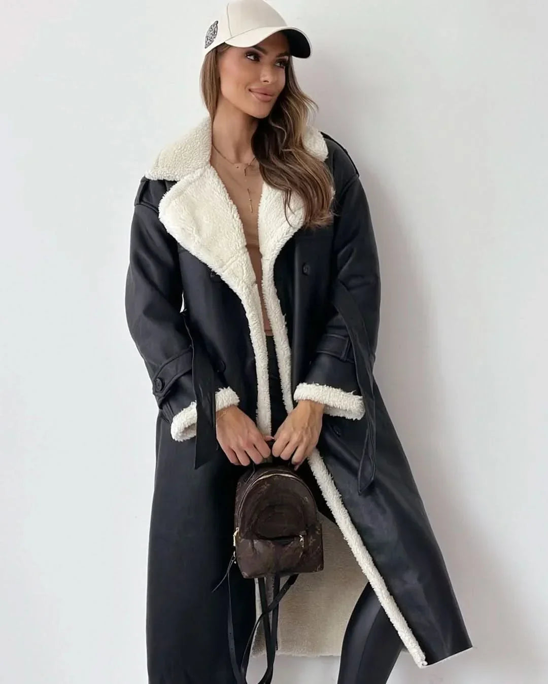 Double Breasted Draped Trench Coat Women