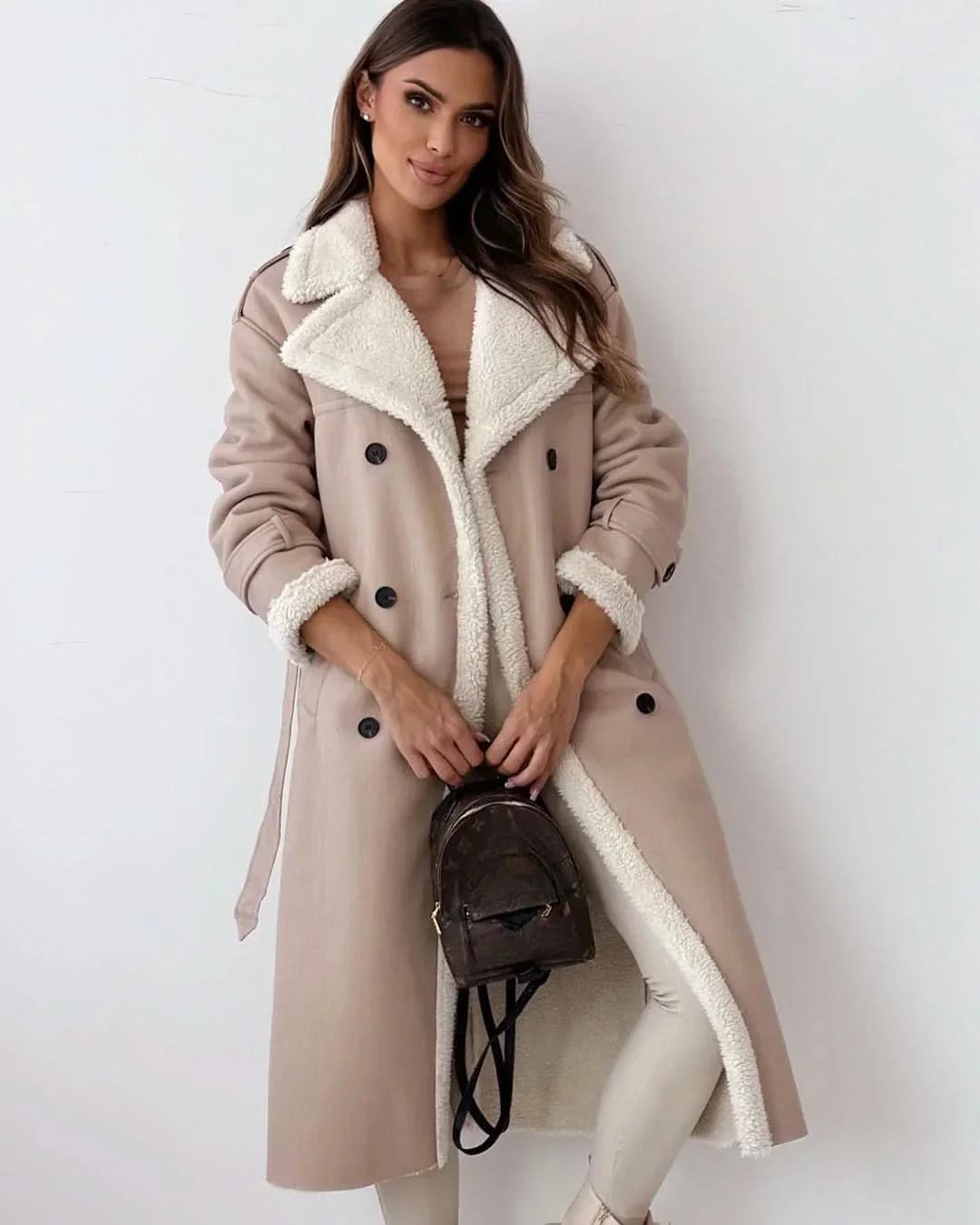 Double Breasted Draped Trench Coat Women