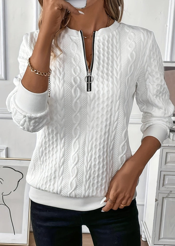 Longline Cable Knit Zip Neck Sweater for Men