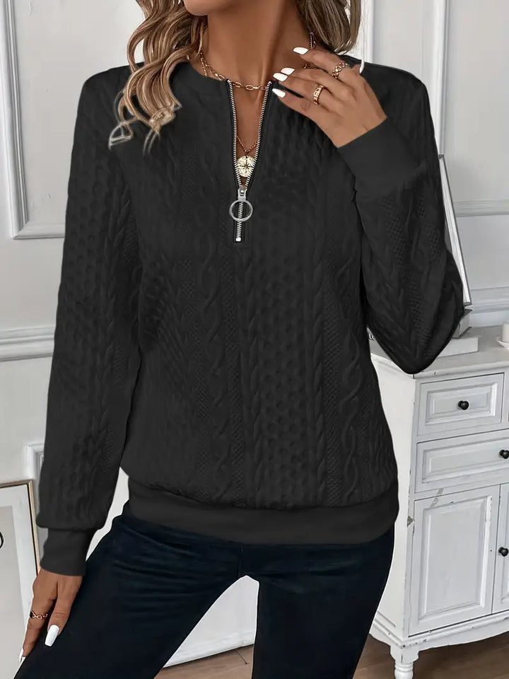 Longline Cable Knit Zip Neck Sweater for Men