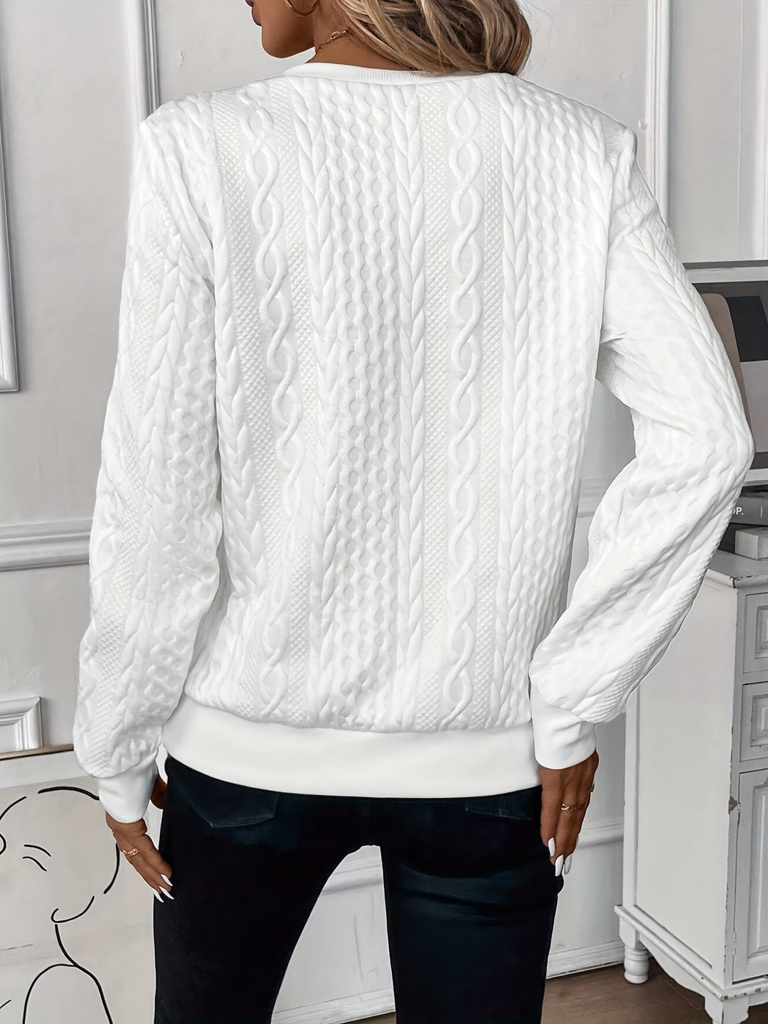 Longline Cable Knit Zip Neck Sweater for Men