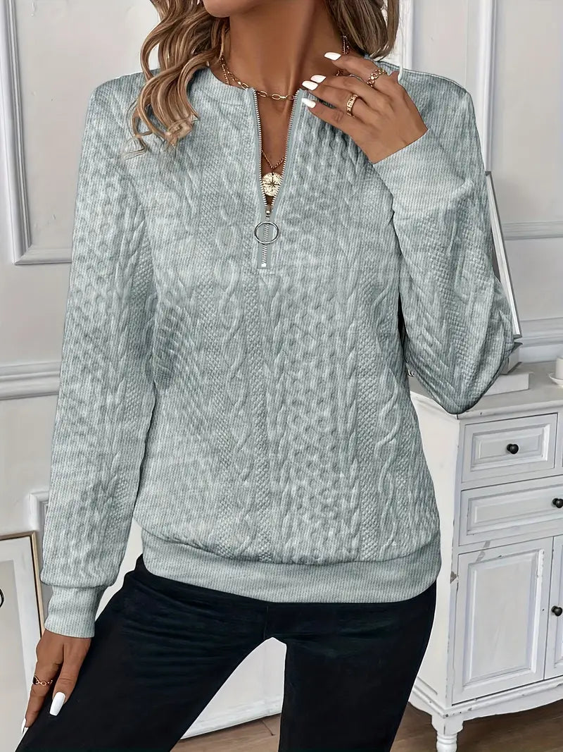 Longline Cable Knit Zip Neck Sweater for Men