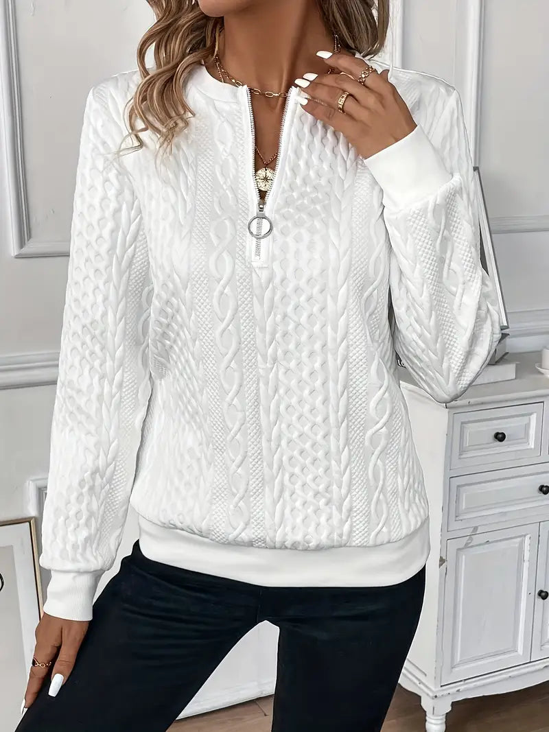 Longline Cable Knit Zip Neck Sweater for Men