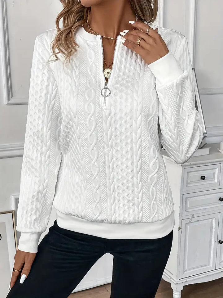 Longline Cable Knit Zip Neck Sweater for Men