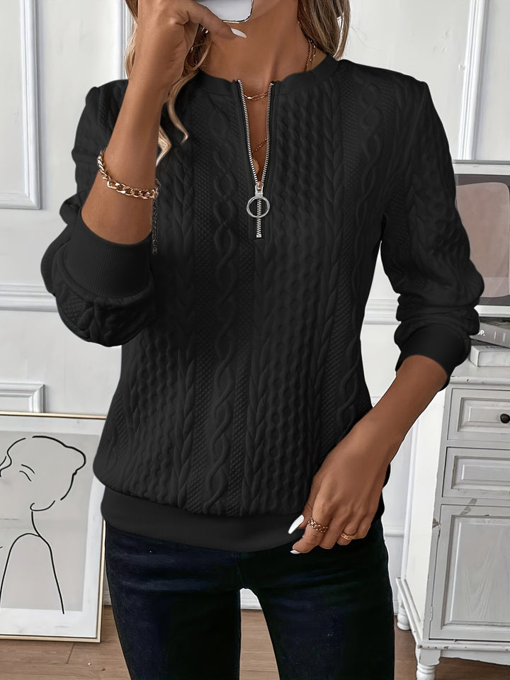 Longline Cable Knit Zip Neck Sweater for Men