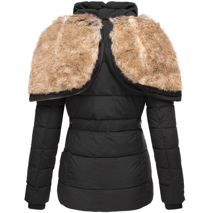 Womens Quilted Puffer Jacket Faux Fur Hood Winter Coat