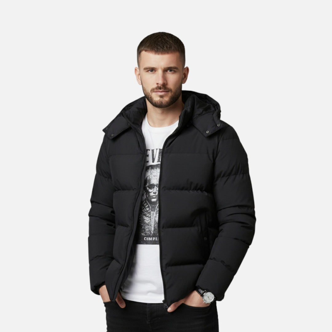 Quilted Hooded Puffer Jacket Mens Winter Coat