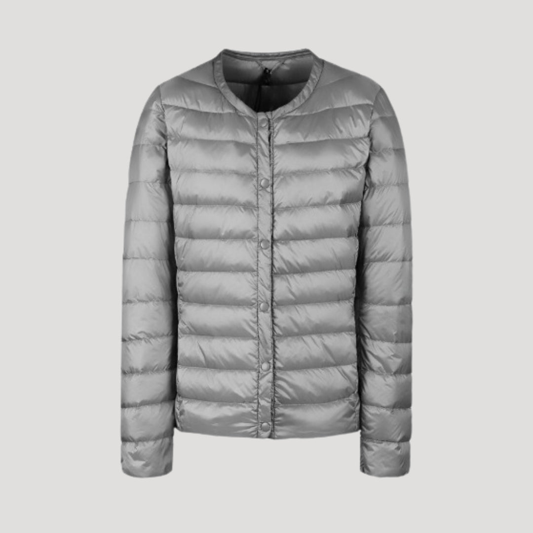 Womens Quilted Collarless Puffer Jacket Padded