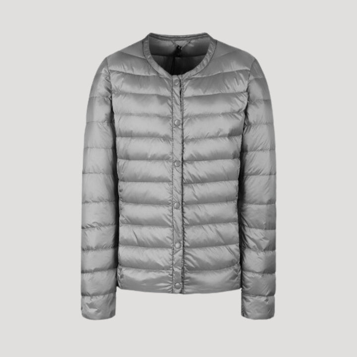 Womens Quilted Collarless Puffer Jacket Padded