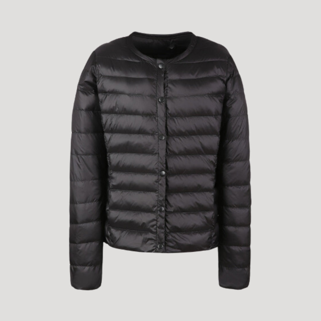Womens Quilted Collarless Puffer Jacket Padded
