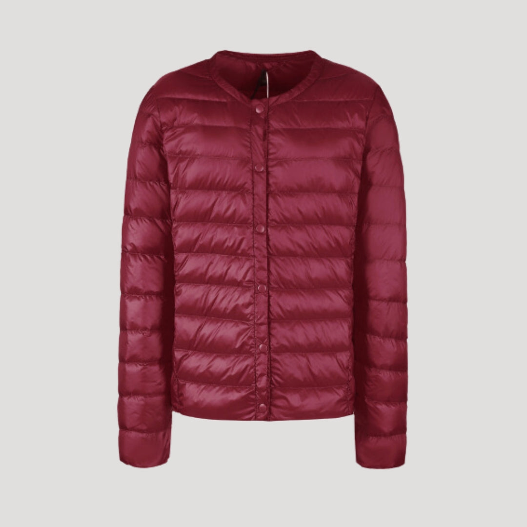 Womens Quilted Collarless Puffer Jacket Padded