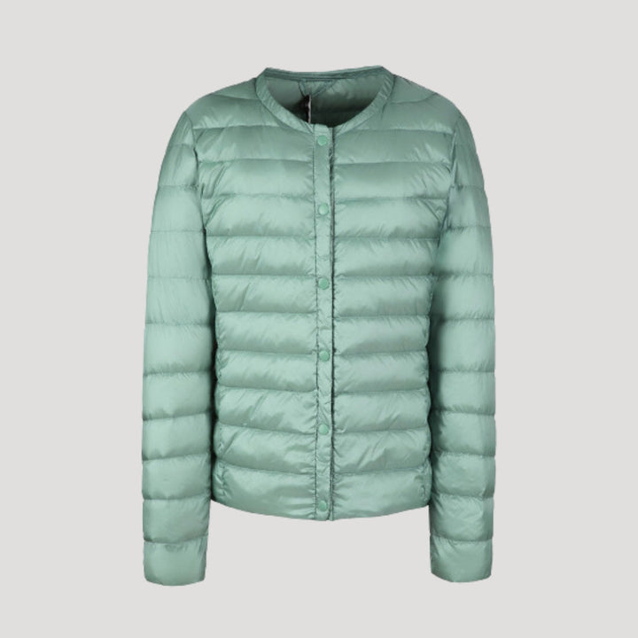 Womens Quilted Collarless Puffer Jacket Padded