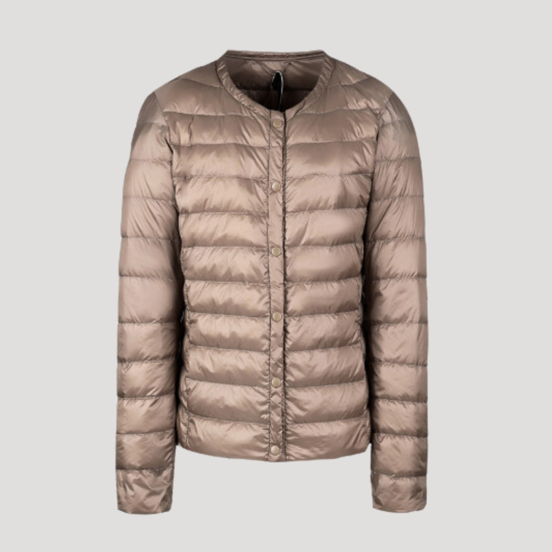 Womens Quilted Collarless Puffer Jacket Padded