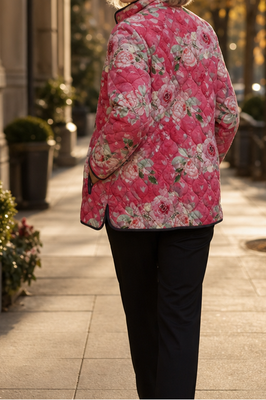 Womens Floral Quilted Jacket Light Padded Layer