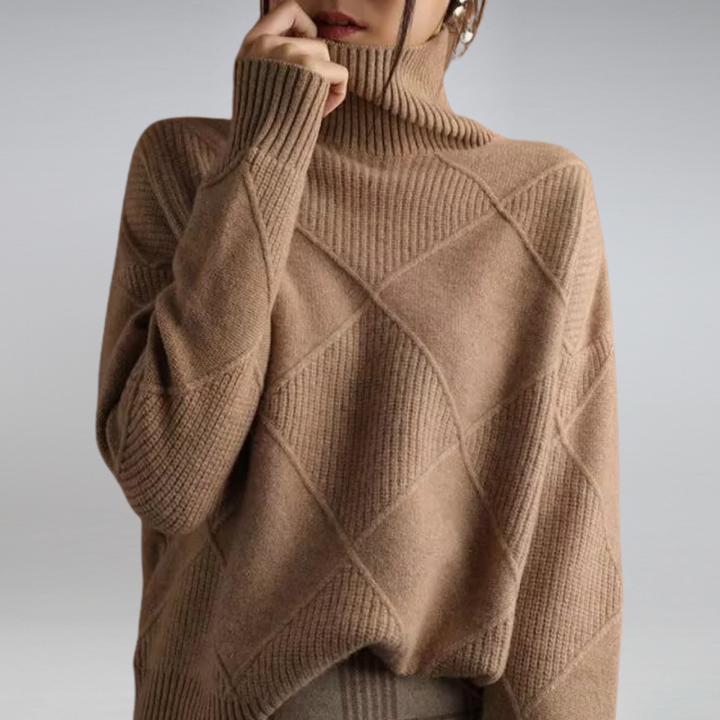 Turtleneck Ribbed Oversized Longline Sweater Women