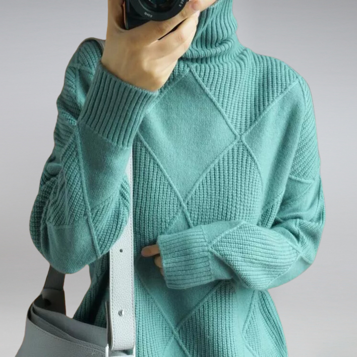 Turtleneck Ribbed Oversized Longline Sweater Women