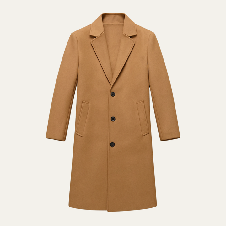 Padded Notch Lapel Longline Coat for Men