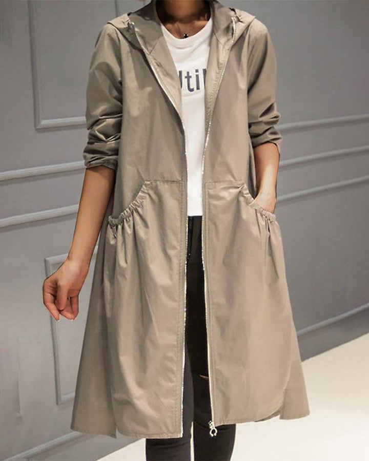 Oversized Hooded Trench Coat Fluid Relaxed Fit Women