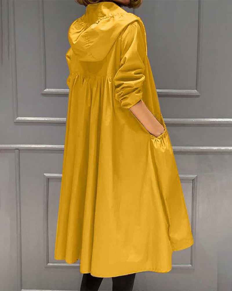 Oversized Hooded Trench Coat Fluid Relaxed Fit Women