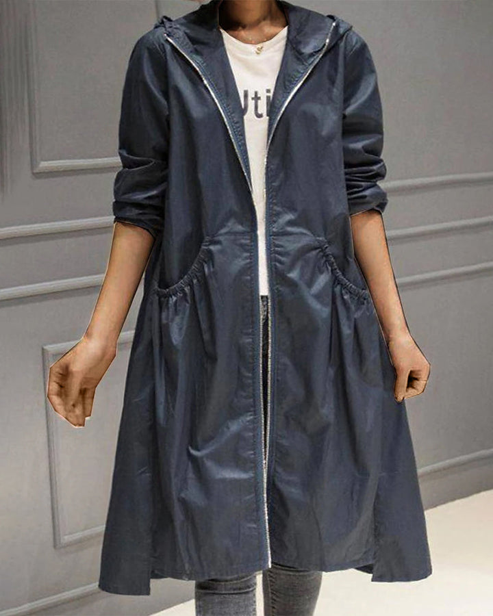 Oversized Hooded Trench Coat Fluid Relaxed Fit Women