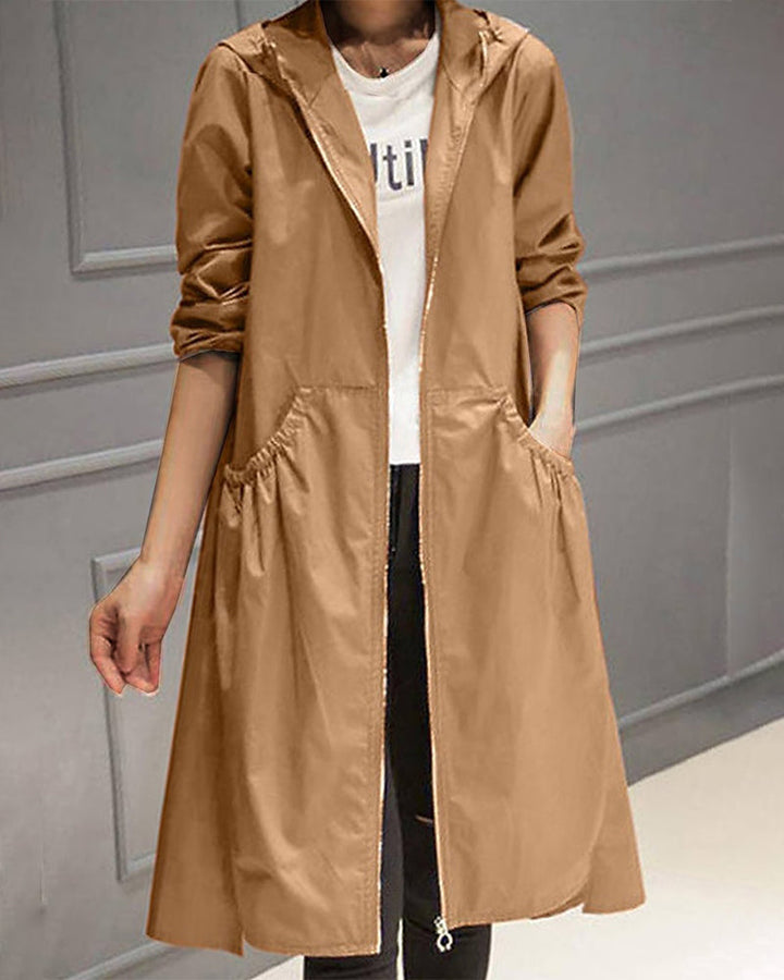 Oversized Hooded Trench Coat Fluid Relaxed Fit Women