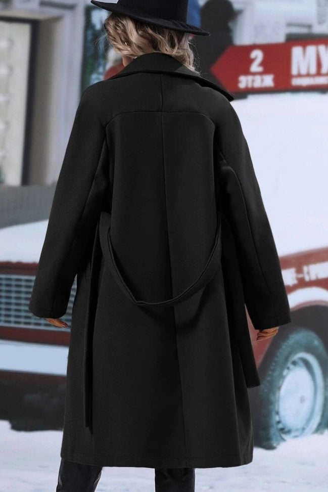 Womens Belted Trench Coat Structured Draped Classic