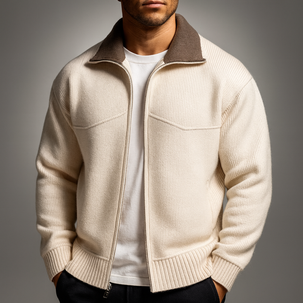 Draped Mock Neck Oversized Cardigan for Men