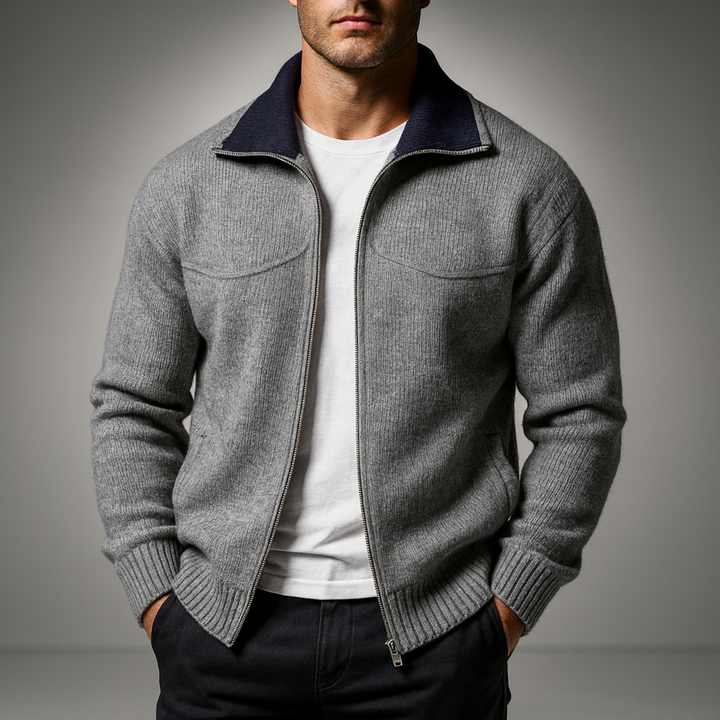 Draped Mock Neck Oversized Cardigan for Men