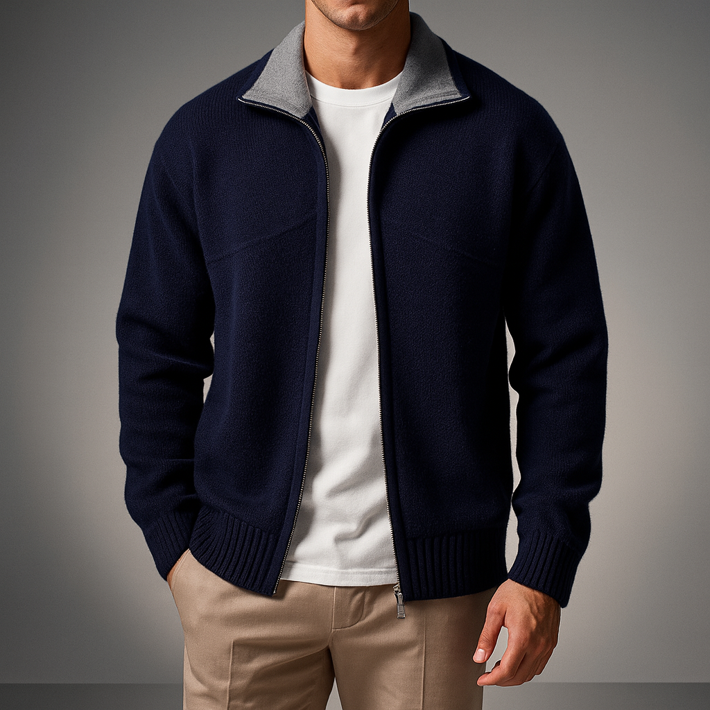 Draped Mock Neck Oversized Cardigan for Men