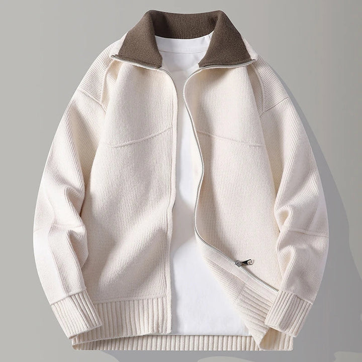 Draped Mock Neck Oversized Cardigan for Men