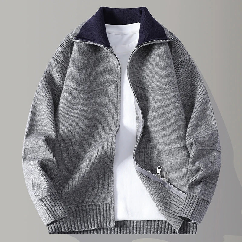 Draped Mock Neck Oversized Cardigan for Men