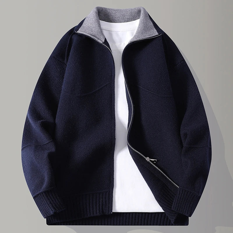 Draped Mock Neck Oversized Cardigan for Men