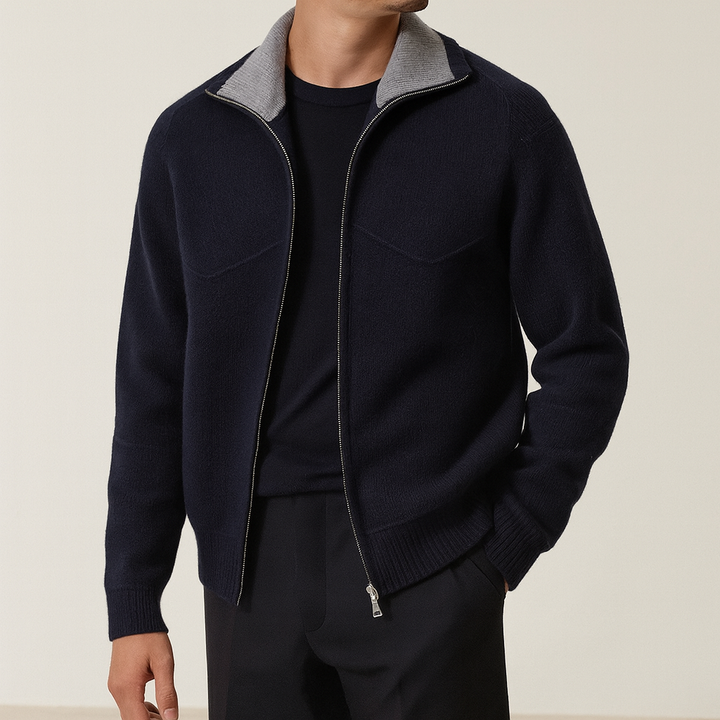 Draped Mock Neck Oversized Cardigan for Men