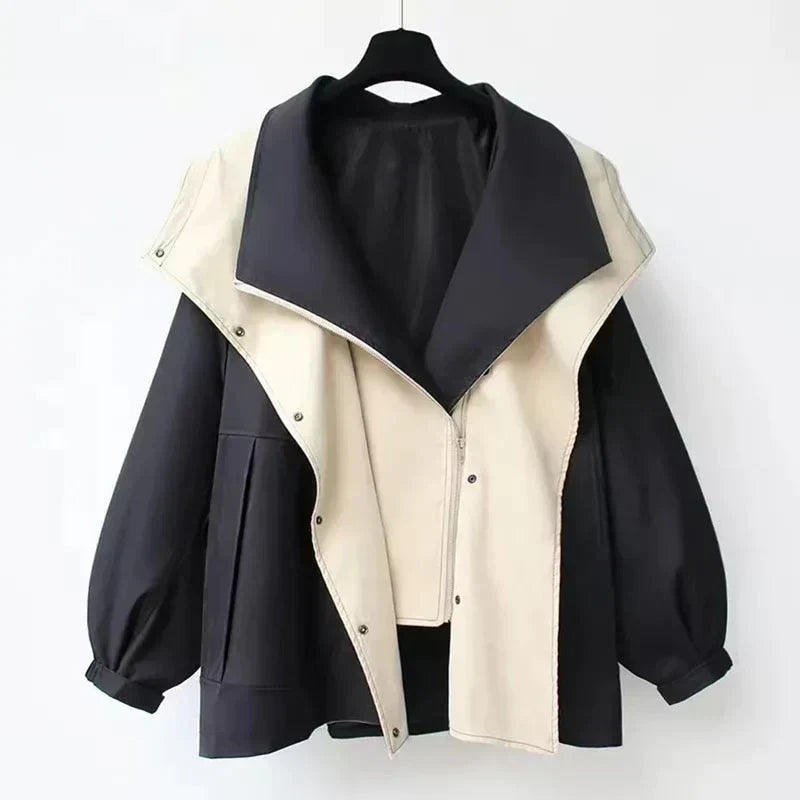 Womens Oversized Hooded Trench Coat Relaxed Fit