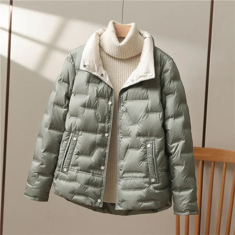 Quilted Puffer Jacket High Neck Insulated Women